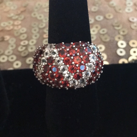 Spessartine Garnet and White Topaz Ring size 8 - Picture 4 of 4